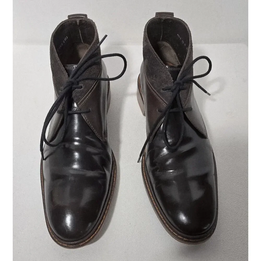 Cole Haan C10826 9 Air Colton Chukka Med/Dark Brown Shiny Boot Shoe sz 10 M